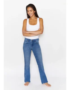 Angels Jeans Schlagjeans Leni In Mid Blue Used