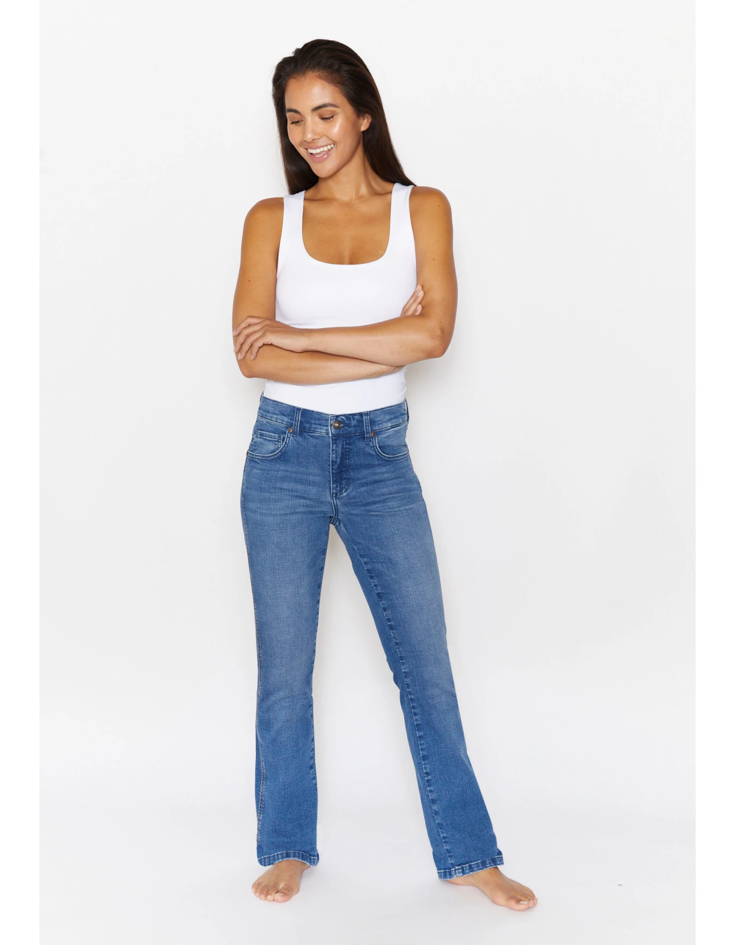 Angels Jeans Schlagjeans Leni In Mid Blue Used 1 Angels Jeans Schlagjeans Leni In Mid Blue Used