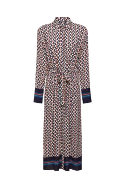ESPRIT Gemustertes Hemdblusenkleid Navy