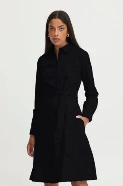ICHI A-Linien-Kleid In Schwarz