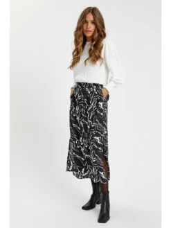 Kaffe Rock "Marbel" In Schwarz/ Weiß/ Grün -Vero Moda Geschaft kaffe rock marbel in schwarz weiss grun 2