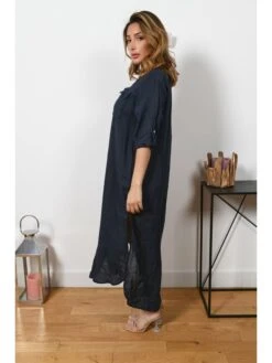 Leinen-Kleid "Liraz" In Dunkelblau -Vero Moda Geschaft plus size company leinen kleid liraz in dunkelblau 2