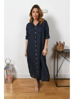 Leinen-Kleid "Liraz" In Dunkelblau