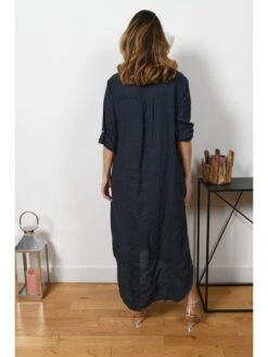 Leinen-Kleid "Liraz" In Dunkelblau -Vero Moda Geschaft plus size company leinen kleid liraz in dunkelblau 3