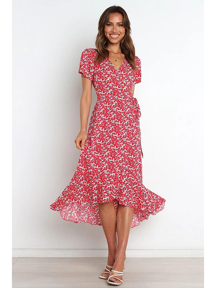 Kleid In Rot/ Hellblau 2 Kleid In Rot/ Hellblau – Bild 2