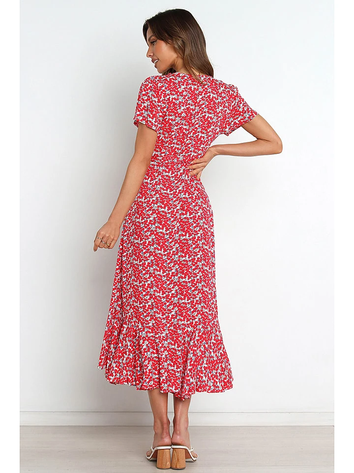 Kleid In Rot/ Hellblau 5 Kleid In Rot/ Hellblau – Bild 5