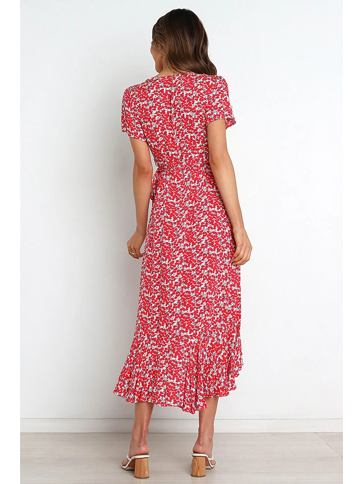 Kleid In Rot/ Hellblau 6 Kleid In Rot/ Hellblau – Bild 6