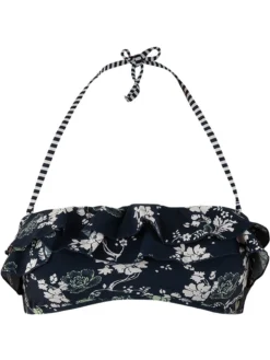 Bikini-Oberteil In Dunkelblau/ Creme