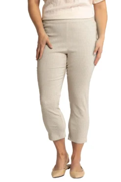 Ulla Popken Bengalinhose 7/8 Sienna Mit Vichykaro In Beige